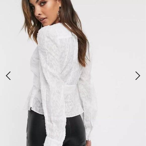 French Connection button down long sleeve devore blouse size 4 - Picture 5 of 16